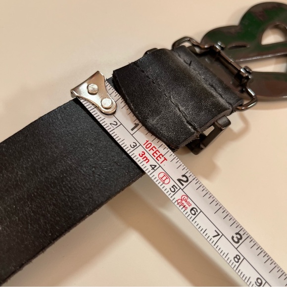 Betsey Johnson 1990 Y2K Vintage Black Leather Studded Goth Victorian Heart Belt - Picture 15 of 17